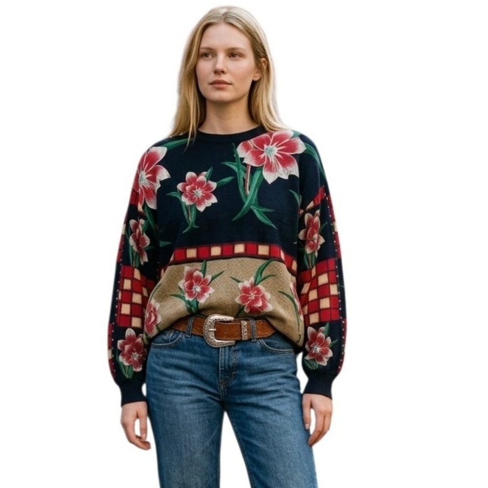 Vintage Karen Kane Fairygrunge Women's size 10 Floral Hippie Blouson Casual Top